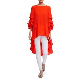 NWOT P. Luca Milano Lantern Sleeve High Low Tunic Top Size Medium